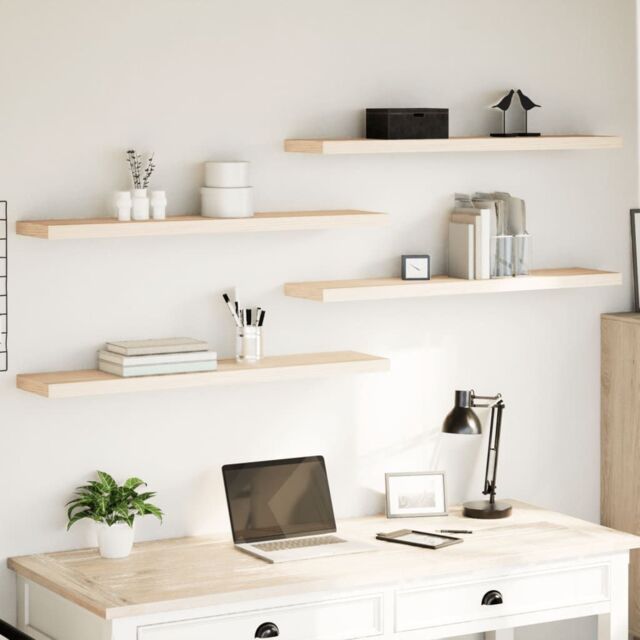 Berkfield Home Floating Shelves 4 pcs 110x23.5x4 cm Engineered Wood in Brown - image 1