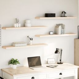 Berkfield Home Floating Shelves 4 pcs 110x23.5x4 cm Engineered Wood in Brown - thumbnail 1