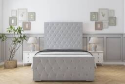 "Sloomy Watson Plush Frame-Mattress - 50"" Upholstered Headboard in Silver - Size: Double" - thumbnail 1