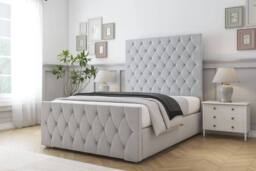 "Sloomy Watson Plush Frame-Mattress - 50"" Upholstered Headboard in Silver - Size: Double" - thumbnail 2