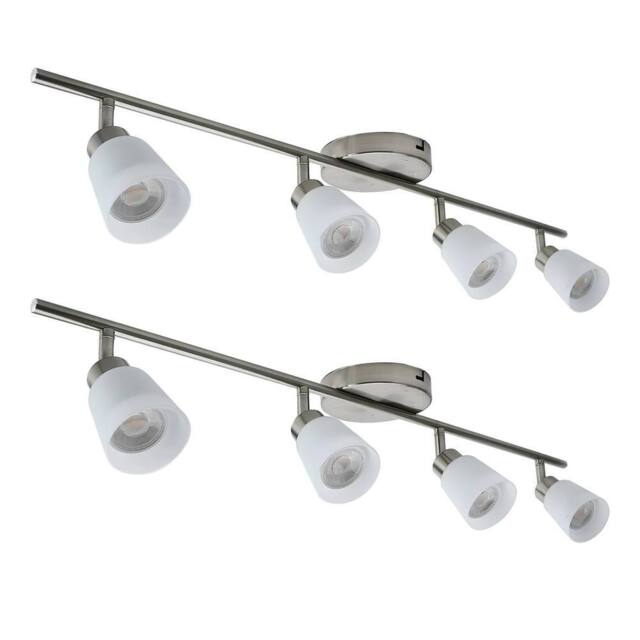 First Choice Lighting Set of 2 Tecoma - Satin Nickel with Glass 4 Way Adjustable Spotlights in Silver - image 1