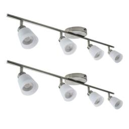 First Choice Lighting Set of 2 Tecoma - Satin Nickel with Glass 4 Way Adjustable Spotlights in Silver - thumbnail 1