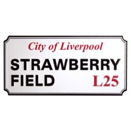 Beatles Strawberry Field Liverpool Sign Embossed Fridge Magnet in White - thumbnail 1