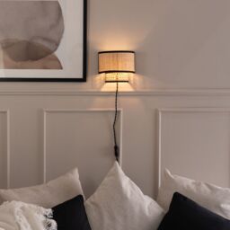 ValueLights Plug In Easy Fit Natural Rattan Wall Light in Brown - thumbnail 4