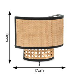 ValueLights Plug In Easy Fit Natural Rattan Wall Light in Brown - thumbnail 5