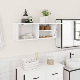 Berkfield Home Bathroom Wall Cabinet White 80x25x30 cm Engineered Wood - Size: 80 x 25 x 30 cm - thumbnail 2
