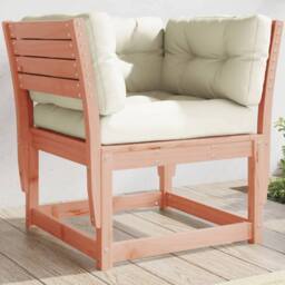 Berkfield Home Garden Sofa Armrest with Cushions Solid Wood Douglas in Brown - thumbnail 2