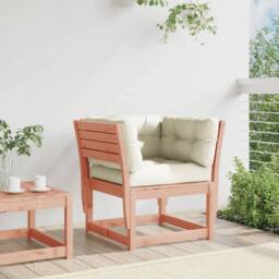 Berkfield Home Garden Sofa Armrest with Cushions Solid Wood Douglas in Brown - thumbnail 1