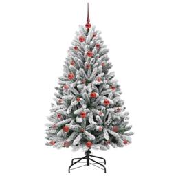 Berkfield Home Elegant Artificial Christmas Tree Green & White 150 cm PVC & Metal - thumbnail 4