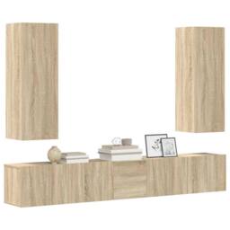 Berkfield Home Classic 5 Piece TV Cabinet Set Sonoma Oak Engineered Wood in Light Oak - thumbnail 1