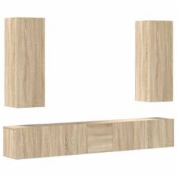 Berkfield Home Classic 5 Piece TV Cabinet Set Sonoma Oak Engineered Wood in Light Oak - thumbnail 3
