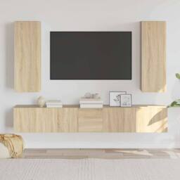 Berkfield Home Classic 5 Piece TV Cabinet Set Sonoma Oak Engineered Wood in Light Oak - thumbnail 2