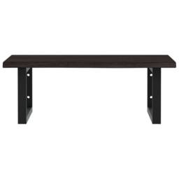 Berkfield Home Elegant Basin Shelf Wall Mounted Steel & Solid Wood Oak in Brown - thumbnail 4