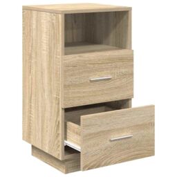 Berkfield Home Bedside Cabinet with 2 Drawers Sonoma Oak 36x36x68 cm in Brown - Size: 36 x 36 x 68 cm - thumbnail 5