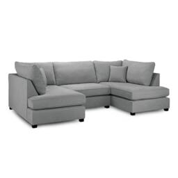 Furnishings For Less UK California Classic Fabric Grey U shaped 6 Seater Sofa + Footstool - thumbnail 6