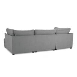 Furnishings For Less UK California Classic Fabric Grey U shaped 6 Seater Sofa + Footstool - thumbnail 5