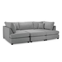 Furnishings For Less UK California Classic Fabric Grey U shaped 6 Seater Sofa + Footstool - thumbnail 7