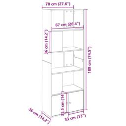 Berkfield Home Bookcase White 70x36x189 cm Engineered Wood - Size: 70 x 36 x 189 cm - thumbnail 9