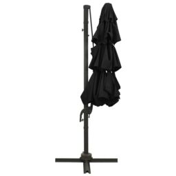 Berkfield Home 4-Tier Parasol with Aluminium Pole Black 3x3 m - thumbnail 4