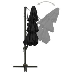Berkfield Home 4-Tier Parasol with Aluminium Pole Black 3x3 m - thumbnail 5