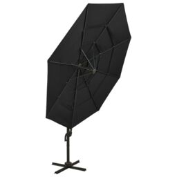 Berkfield Home 4-Tier Parasol with Aluminium Pole Black 3x3 m - thumbnail 3