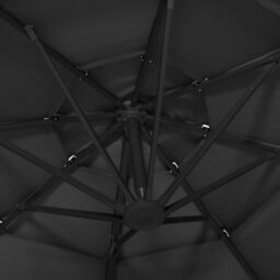 Berkfield Home 4-Tier Parasol with Aluminium Pole Black 3x3 m - thumbnail 6