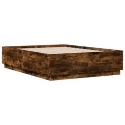 Berkfield Home Bed Frame with LED without Mattress Smoked Oak 120x190 cm Small Double in Brown - thumbnail 3