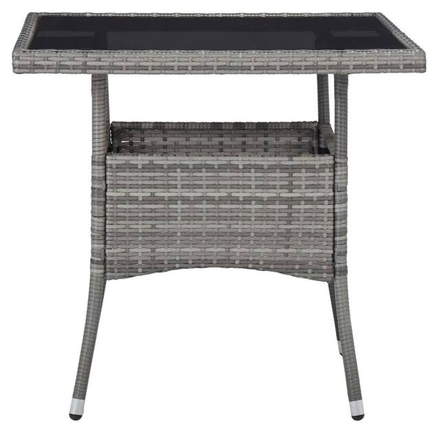 Berkfield Home Outdoor Dining Table Grey Poly Rattan & Glass - image 1