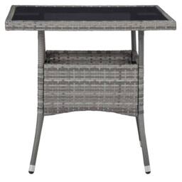 Berkfield Home Outdoor Dining Table Grey Poly Rattan & Glass - thumbnail 1