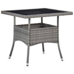 Berkfield Home Outdoor Dining Table Grey Poly Rattan & Glass - thumbnail 2