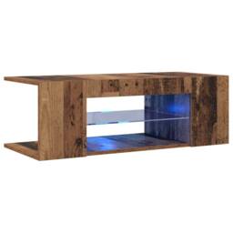 Berkfield Home TV Cabinet with LED Lights Old Wood 90x39x30 cm Engineered Wood in Brown - Size: 90 x 39 x 30 cm - thumbnail 1