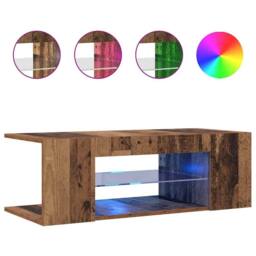 Berkfield Home TV Cabinet with LED Lights Old Wood 90x39x30 cm Engineered Wood in Brown - Size: 90 x 39 x 30 cm - thumbnail 4