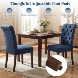KORVIXA Button Tufted Chairs Upholstered Dining Chairs Set of 2 in Blue - Size: 100 cm x 100 cm - thumbnail 3