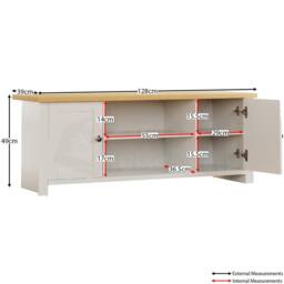SPETLEK TV Cabinet Stand Unit Sideboard 2 Door, White Oak - Size: 0.6m2 - thumbnail 2