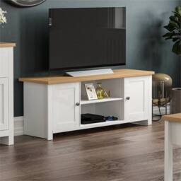 SPETLEK TV Cabinet Stand Unit Sideboard 2 Door, White Oak - Size: 0.6m2 - thumbnail 3