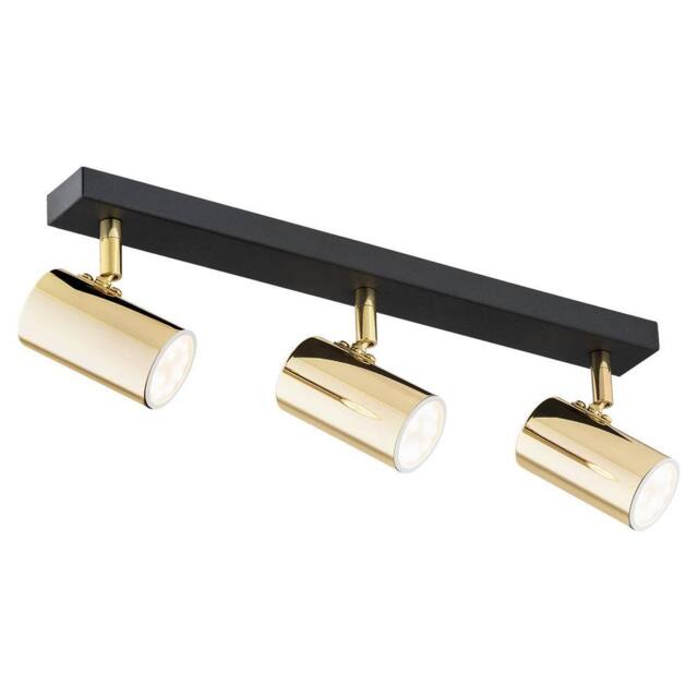 Netlighting Lagos Ceiling 3 Light Spotlight Bar Brass Steel Black Structure in Gold