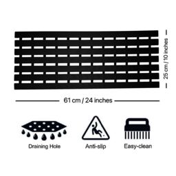 Nicoman PVC Duckboard Anti Slip Shower Mat Bath Mat 61cm x 25cm in Black - Size: 61 cm x 25 cm - thumbnail 2