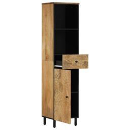 Berkfield Home Bathroom Cabinet 38x33x160 cm Solid Wood Mango in Brown - Size: 38 x 33 x 160 cm - thumbnail 2
