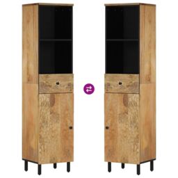 Berkfield Home Bathroom Cabinet 38x33x160 cm Solid Wood Mango in Brown - Size: 38 x 33 x 160 cm - thumbnail 6