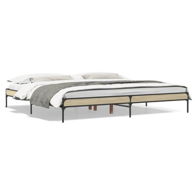 Berkfield Home Bed Frame without Mattress Sonoma Oak 200x200 cm in Light Tan - image 1