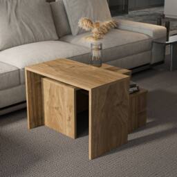 Decorotika Andro 3 Pieces Nesting Coffee Table in Natural - thumbnail 2