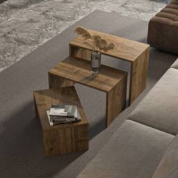 Decorotika Andro 3 Pieces Nesting Coffee Table in Natural - thumbnail 3