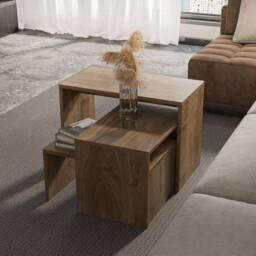 Decorotika Andro 3 Pieces Nesting Coffee Table in Natural - thumbnail 1