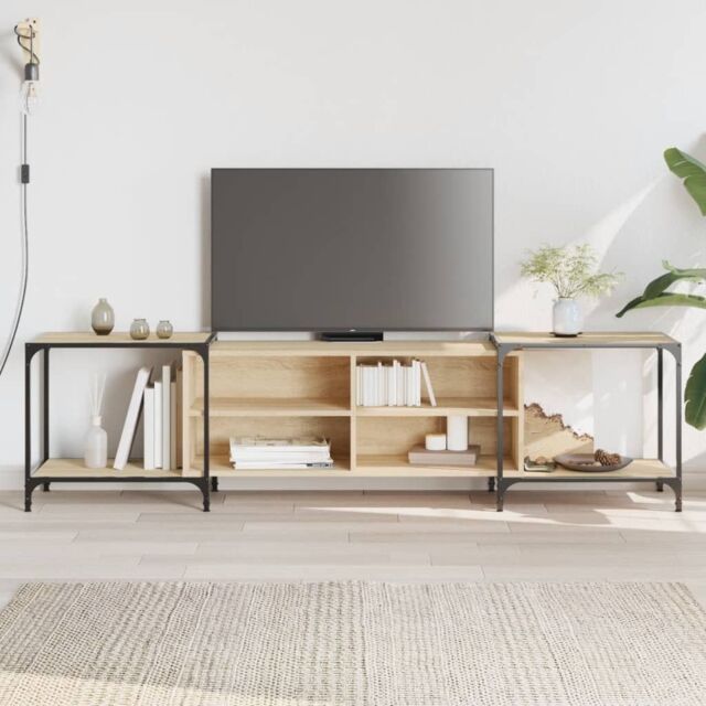 Berkfield Home TV Cabinet Sonoma Oak 203x37x50 cm Engineered Wood in Brown - Size: 203 x 37 x 50 cm - image 1