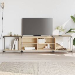 Berkfield Home TV Cabinet Sonoma Oak 203x37x50 cm Engineered Wood in Brown - Size: 203 x 37 x 50 cm - thumbnail 1