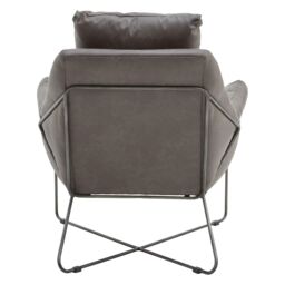 Orsina Stylish Grey faux leather Chair, Leather Upholstered Accent Chair For Reading, Mid-century Design Armchair - thumbnail 4