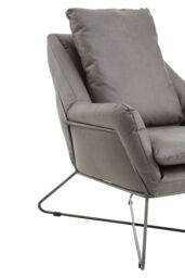 Orsina Stylish Grey faux leather Chair, Leather Upholstered Accent Chair For Reading, Mid-century Design Armchair - thumbnail 5