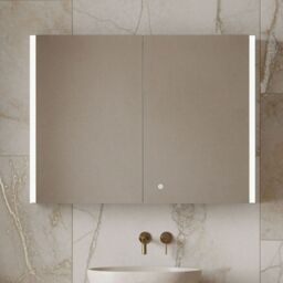 Balterley Rectangular 2 Door Touch Sensor Mirror Cabinet with Demister & Shaver Socket 800mm - White/Chrome in Silver - thumbnail 9