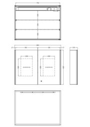 Balterley Rectangular 2 Door Touch Sensor Mirror Cabinet with Demister & Shaver Socket 800mm - White/Chrome in Silver - thumbnail 8