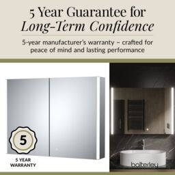 Balterley Rectangular 2 Door Touch Sensor Mirror Cabinet with Demister & Shaver Socket 800mm - White/Chrome in Silver - thumbnail 6